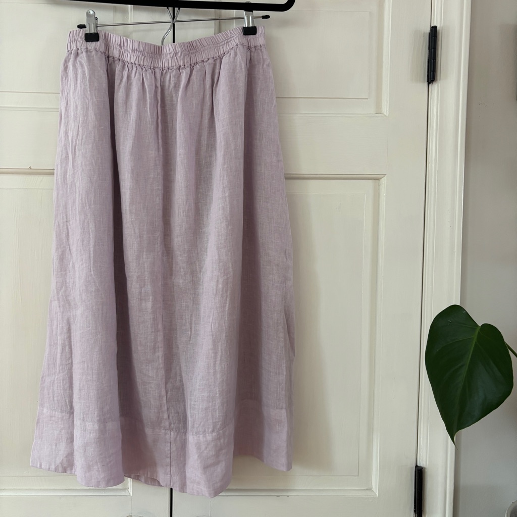 New Alex Mill Maddie Skirt 100% Linen Midi Skirt Thistle Purple Size Large Pull — image 8 of 8